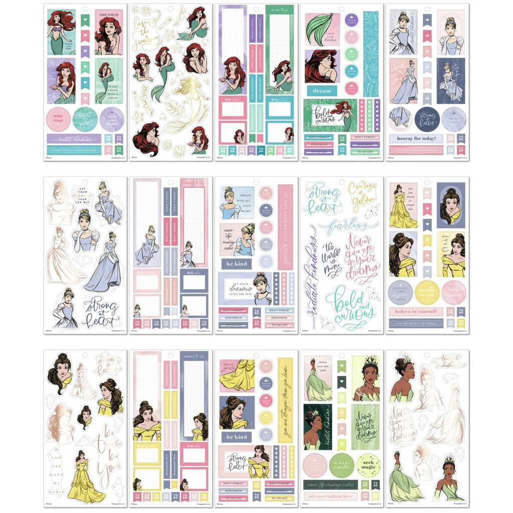 The Happy Planner Disney Princess Value Pack Stickers - Strong At Heart