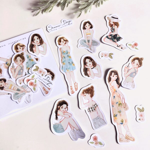 Carrie Illustration Flake Sticker Summer Days