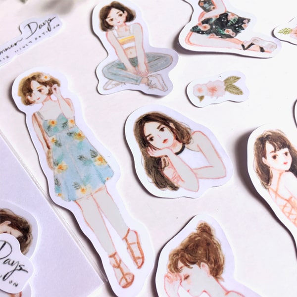 Carrie Illustration Flake Sticker Summer Days