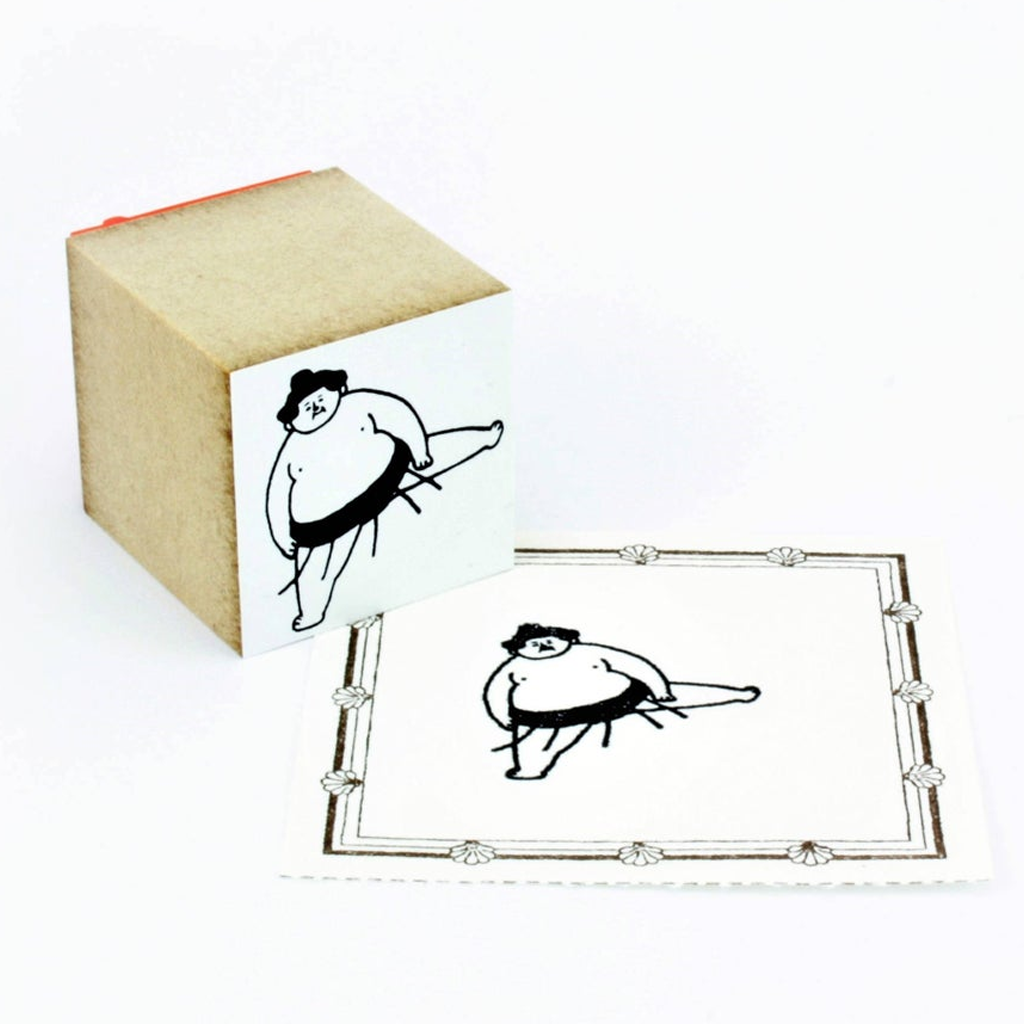 Ohagiyama Rubber Stamp - Sumo Wrestler Exercising