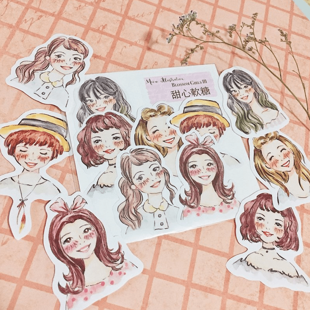 Meow Illustration Sticker Blossom Girls III