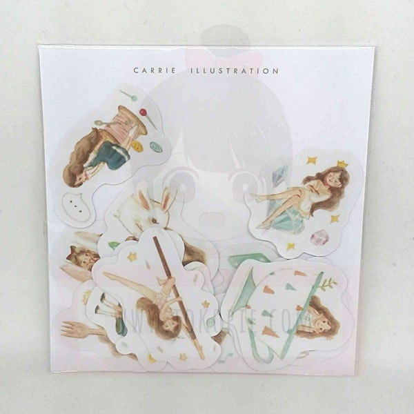 Carrie Illustration Flake Sticker Tiny Girl Daily Life