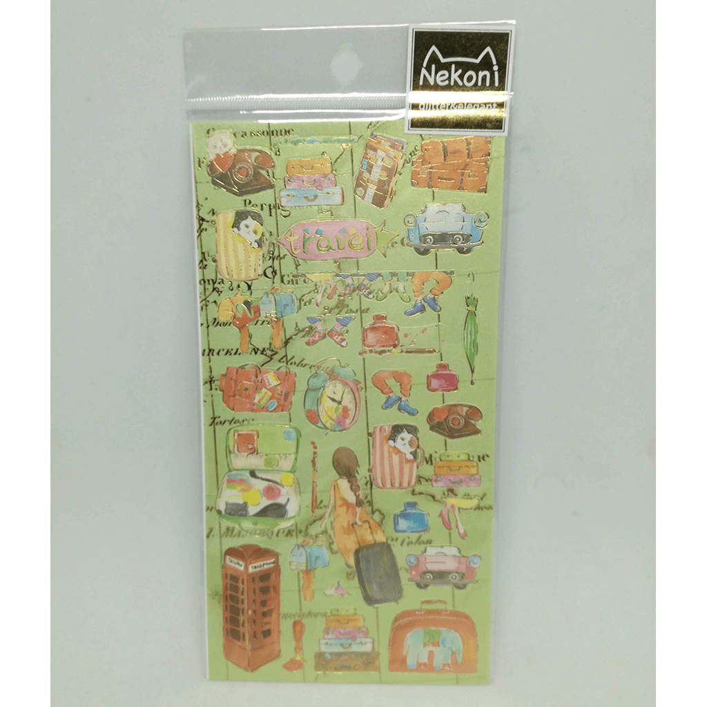 Nekoni Glitter &amp; Elegant Sticker - Travel