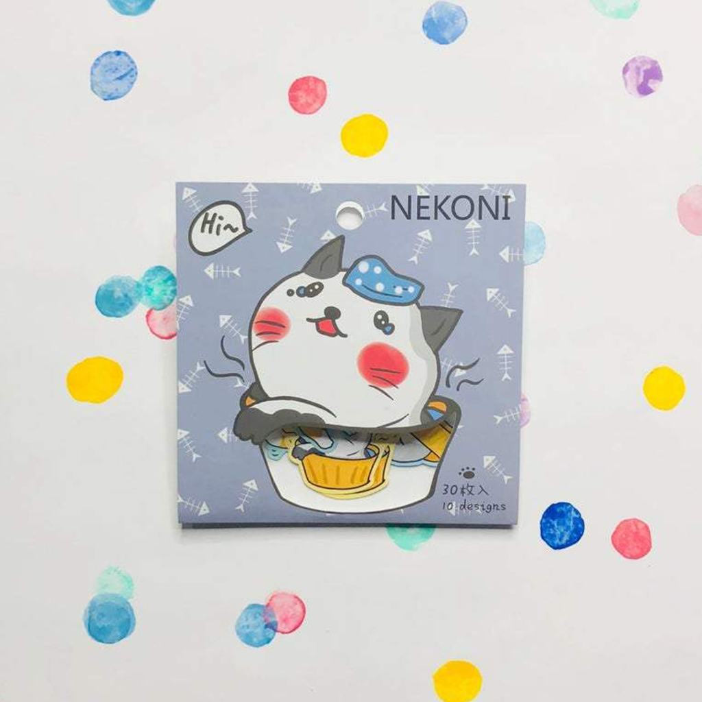 Nekoni Cat In A Tub Flake Sticker