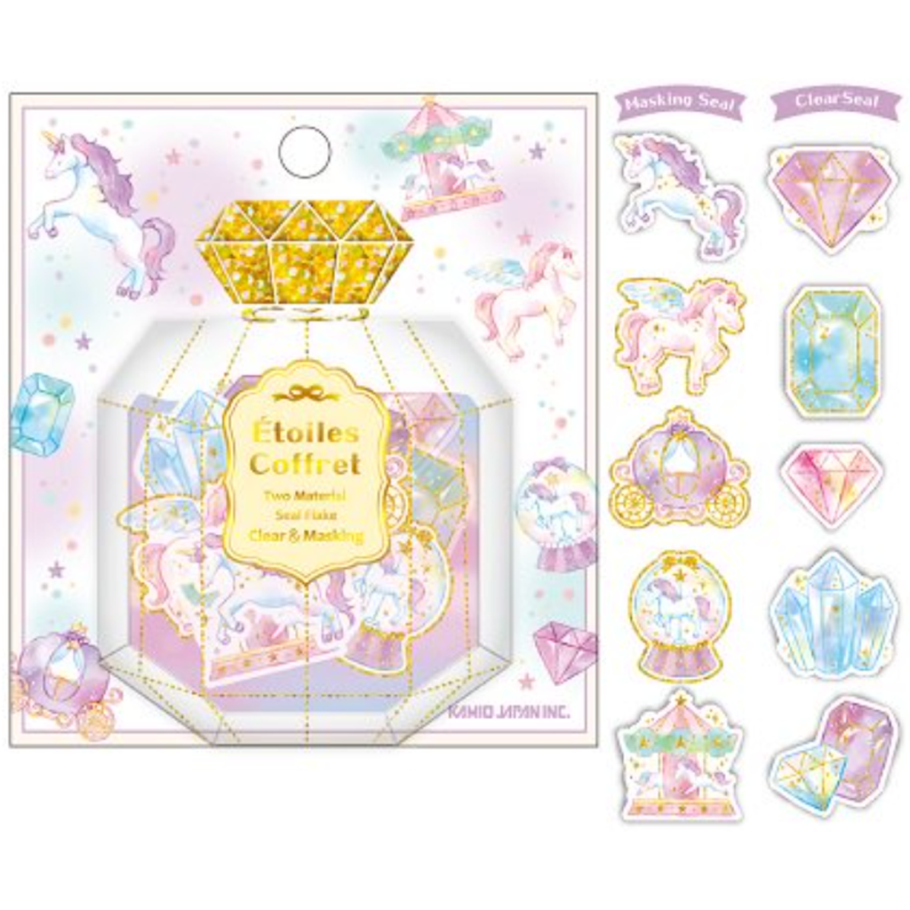 Kamio Japan Flake Sticker Etoiles Coffret Unicorn &amp; Gemstone