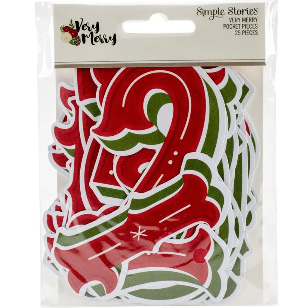 Simple Stories Very Merry Pocket Pieces Die Cuts - Number 1 To 25