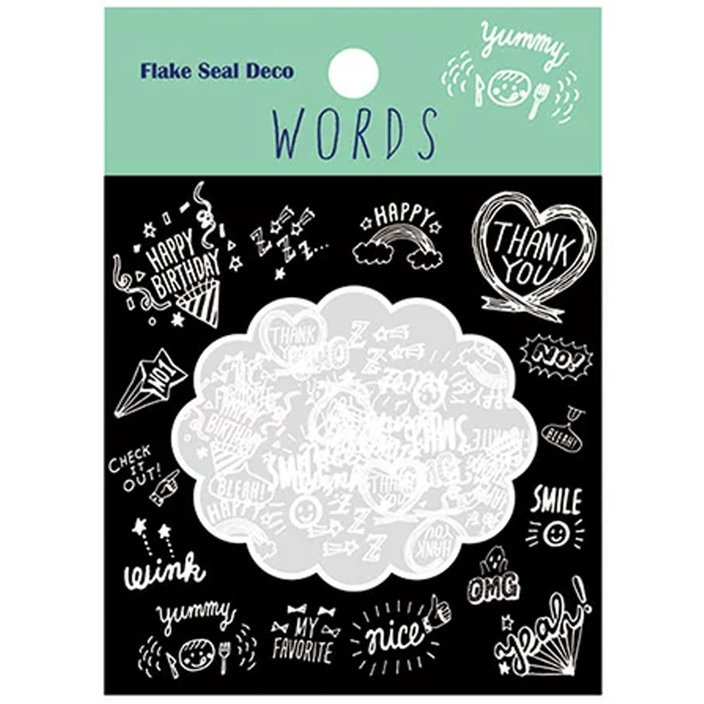 Z &amp; K Flake Seal Deco Sticker White Words