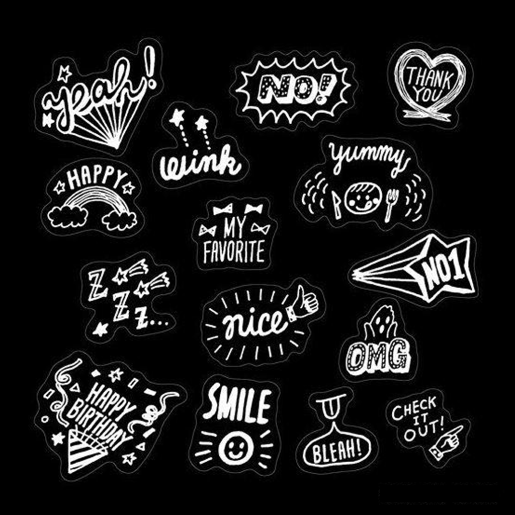 Z &amp; K Flake Seal Deco Sticker White Words