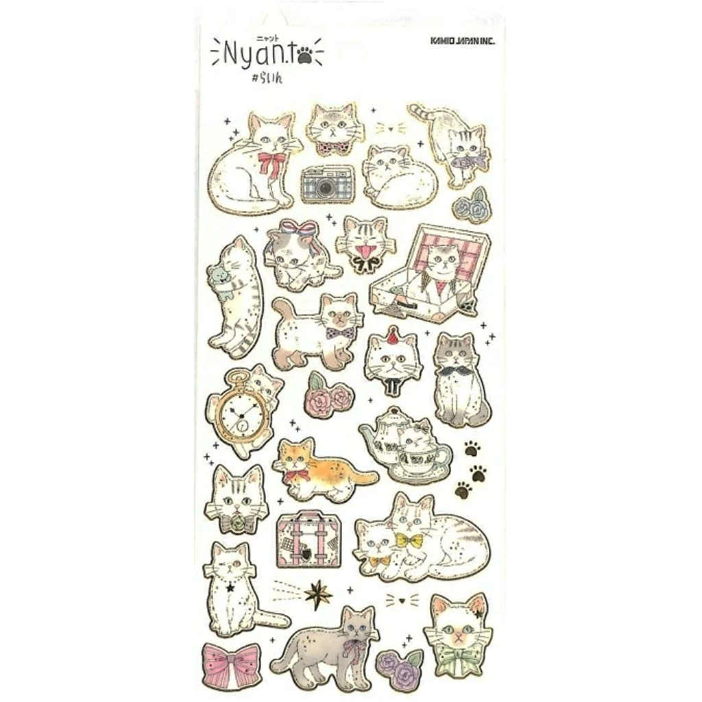 Kamio Japan Nyanto Sticker - White Cat