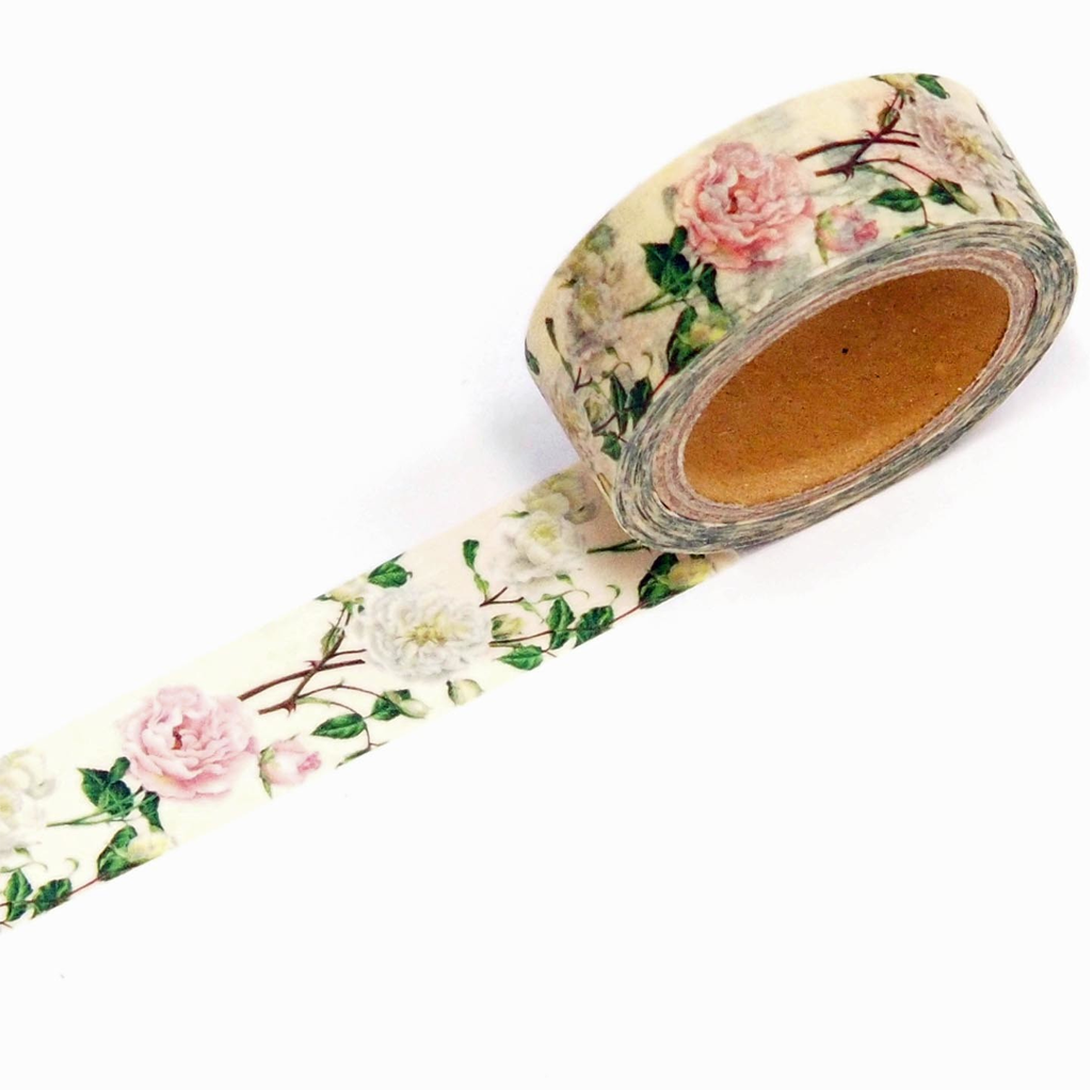 Frontia Masking Tape - White Pink Rose