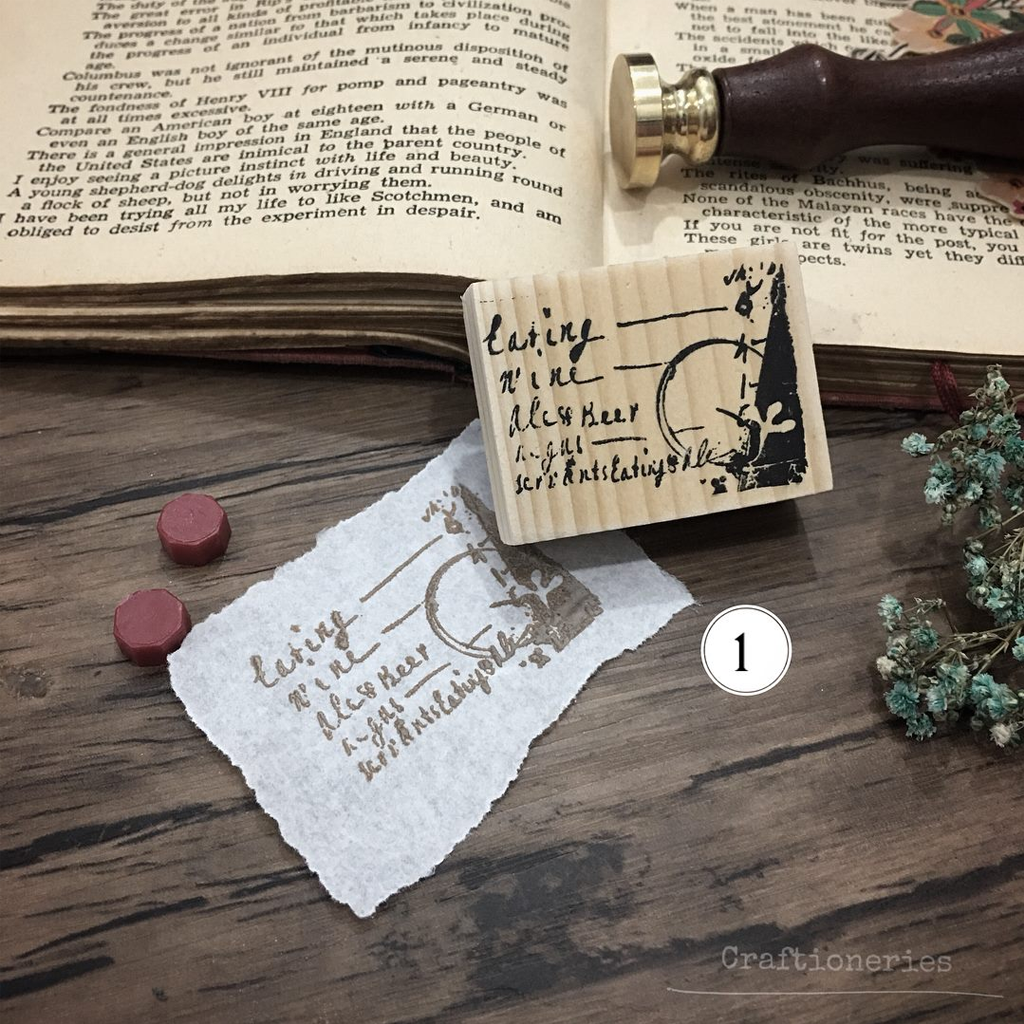 Craftioneries Rubber Stamp - Wine And Dine 1