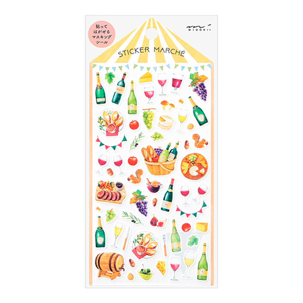 Midori Marche Masking Sticker Wine Pattern