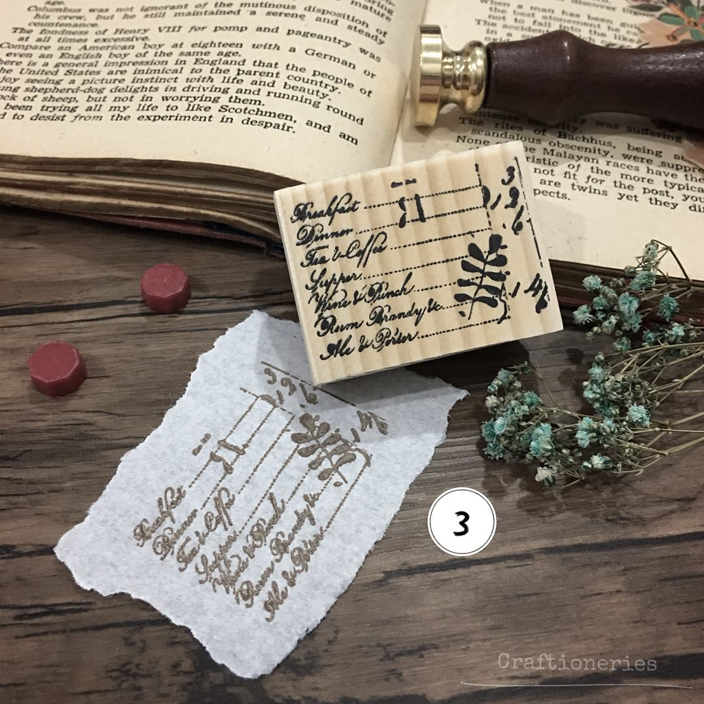 Craftioneries Rubber Stamp - Wine And Dine 3