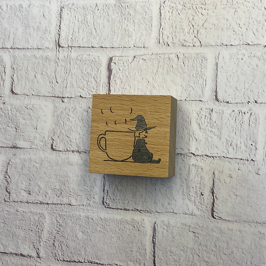 Rubber Stamp Witch With Mug