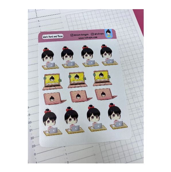 P005 Pie Sticker - Work Hard And Focus