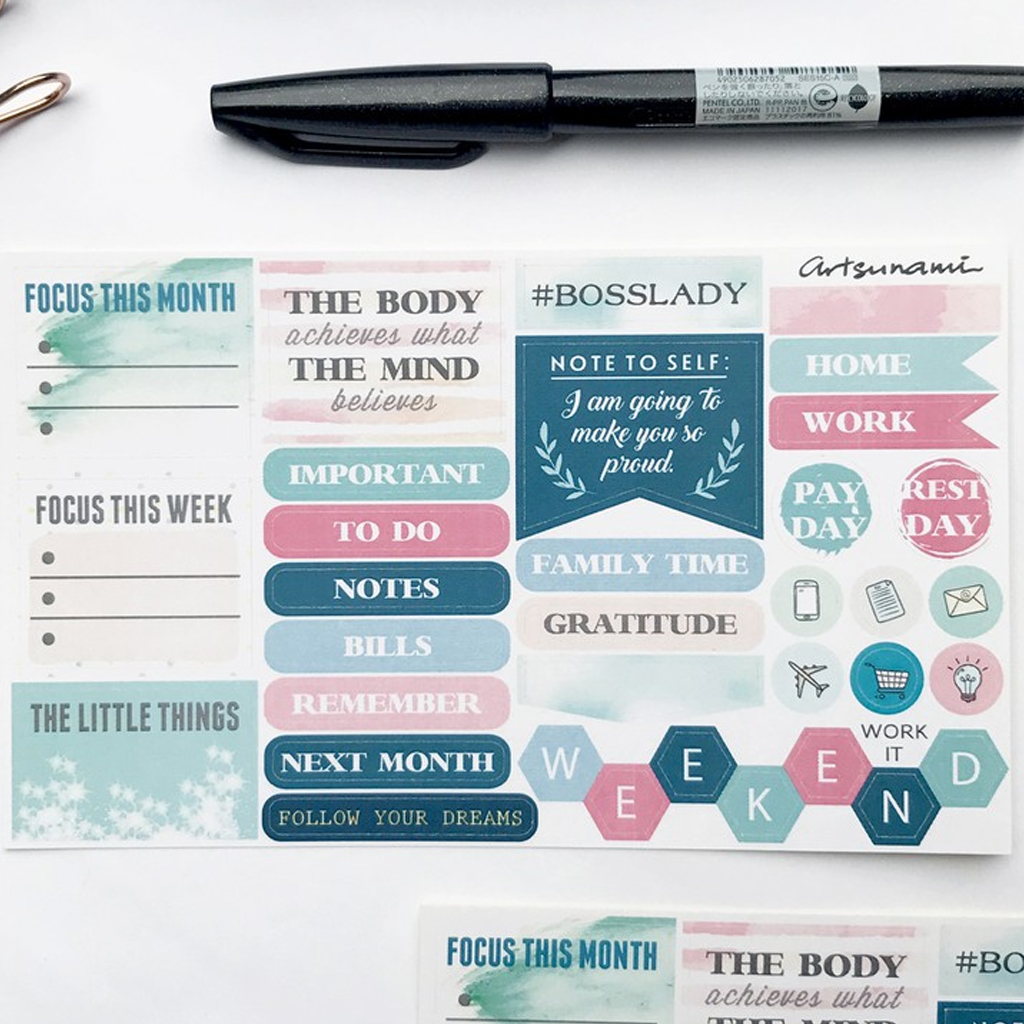 Artsunami Planner Sticker Quotes 02 (Work It)