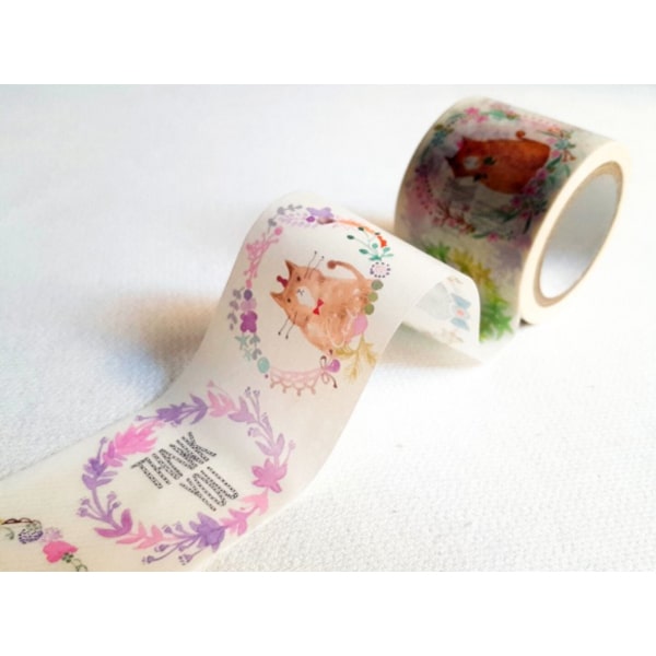 Hoppy Mini Box Tape - Wreath White Cat