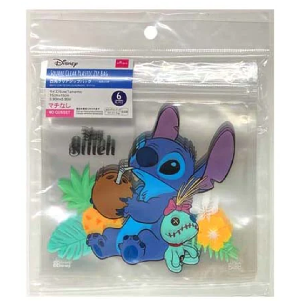Disney Square Clear Plastic Zip Bag Stitch
