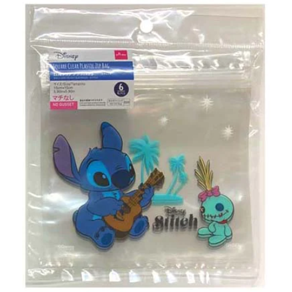 Disney Square Clear Plastic Zip Bag Stitch